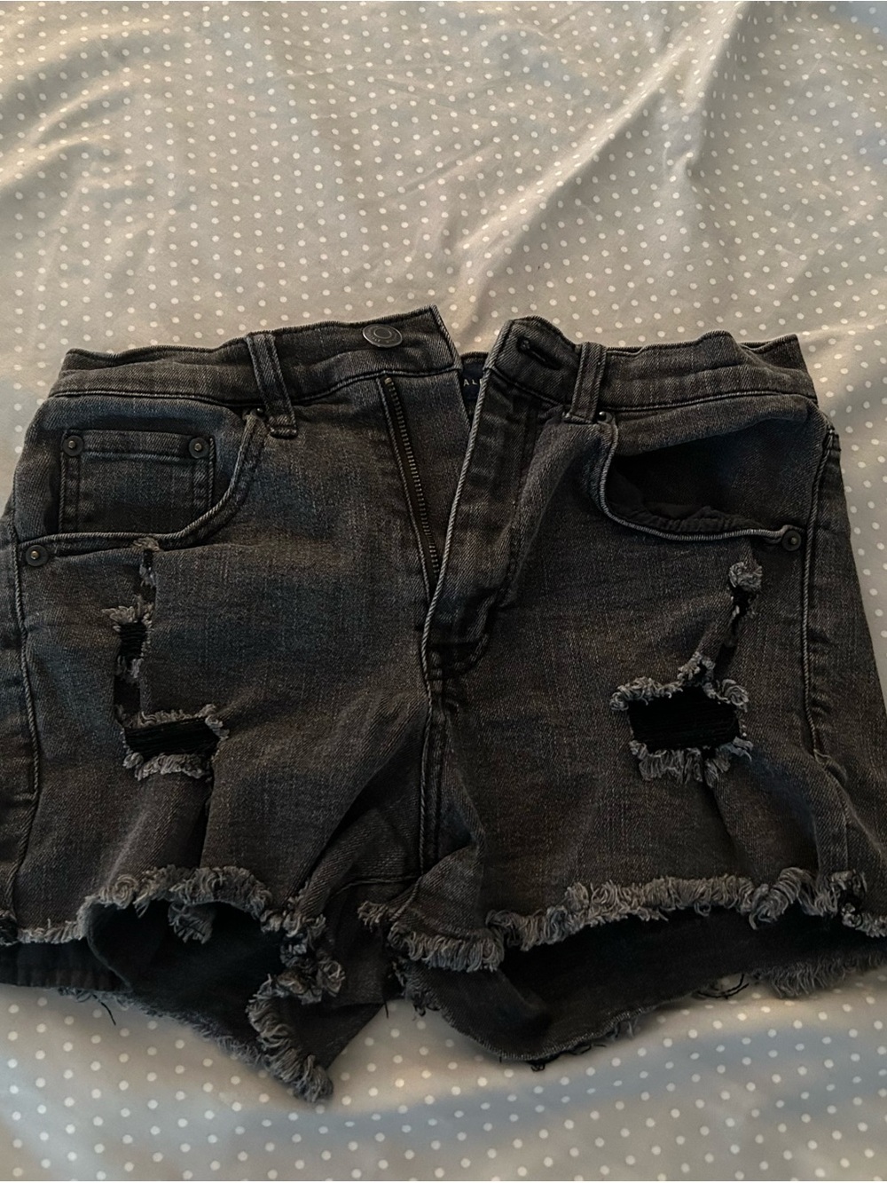 Distressed Black Denim Cutoff Shorts